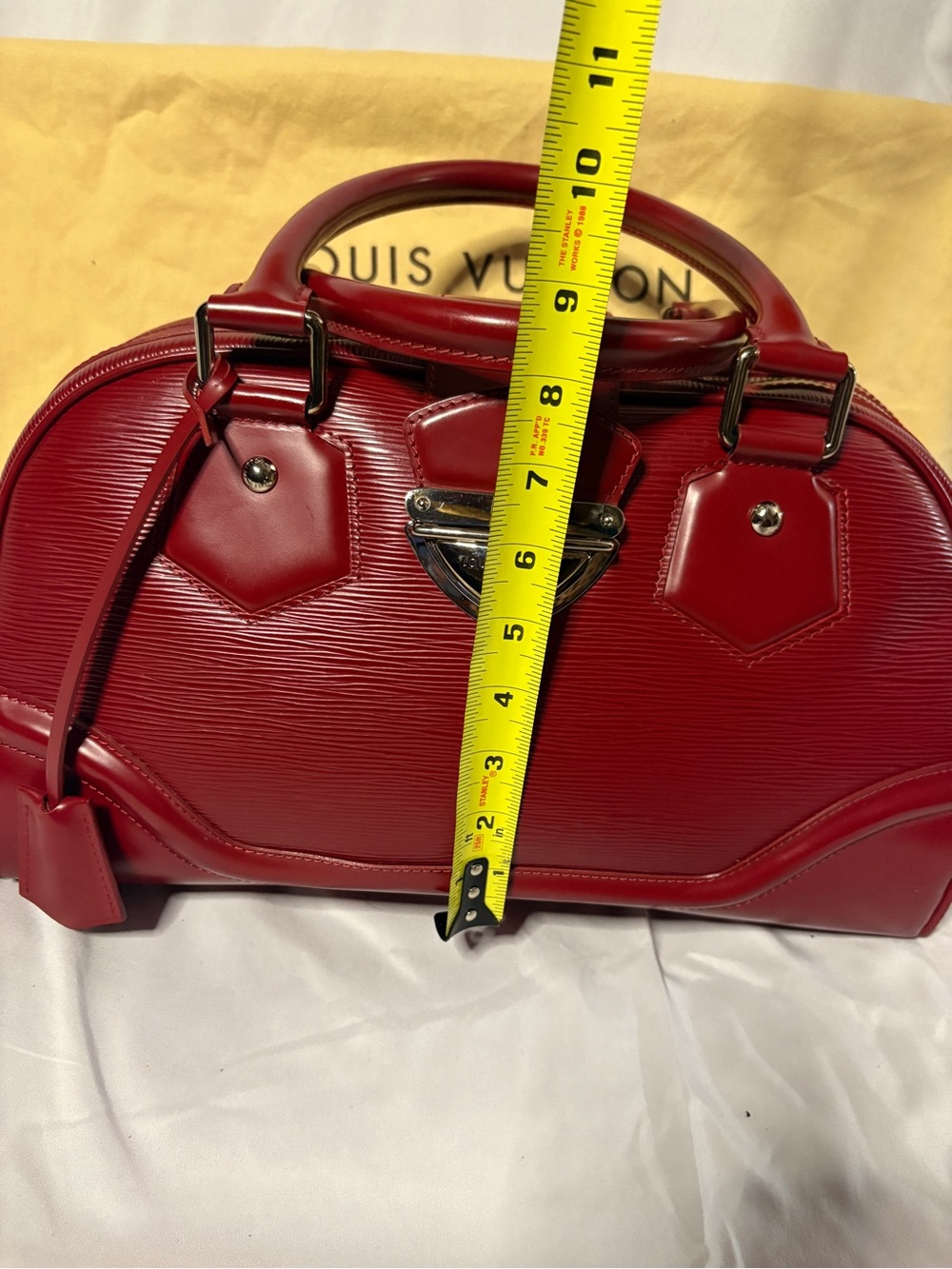 β¨ Authentic Louis Vuitton Bowling Montaigne GM β Epi Leather in Red/Carmine - Picture 13 of 17